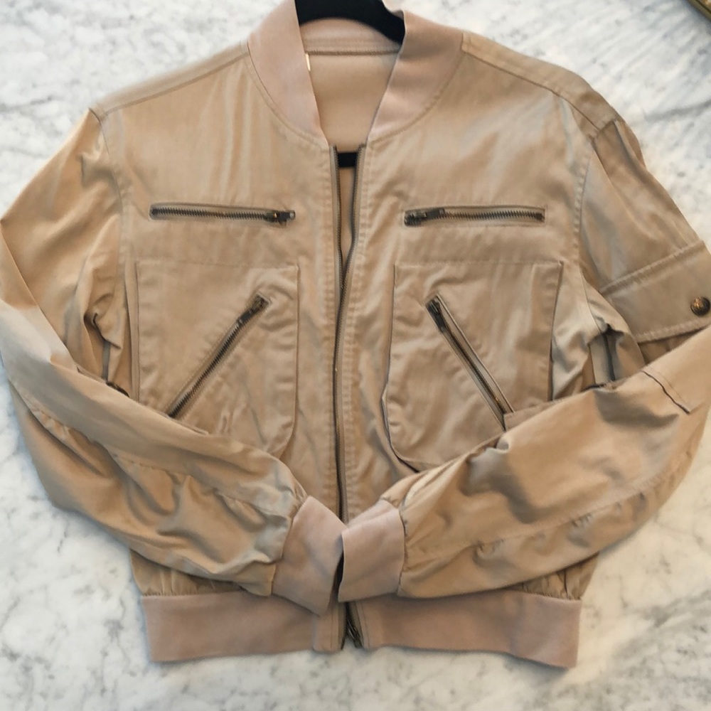 Beige Bomber Jacket